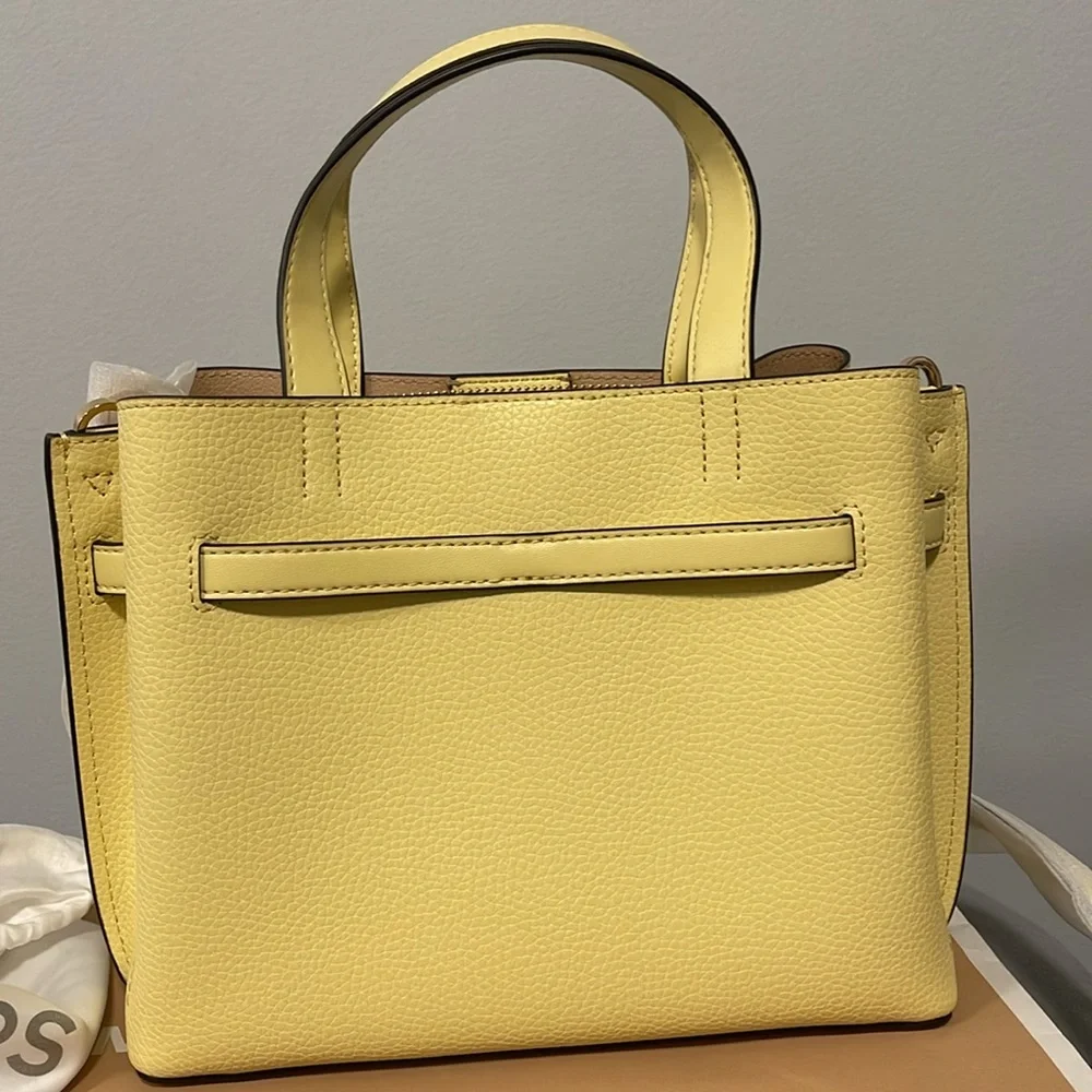 Michael Kors Emilia small satchel cross body buttercup yellow pebbles leather
